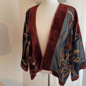 Anthropologie Burnt-out Velvet Short Kimono One-size